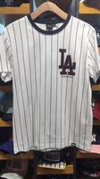 MLB短袖T恤正品代购 17年夏新款LA道奇队条纹棒球上衣20310 20410