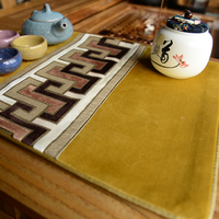 新中式餐垫茶巾 茶几杯垫隔热垫桌垫现代西餐垫茶桌布艺盘垫包邮