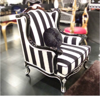 定制新古典现代沙发老虎椅美式单人条纹影楼休闲欧式形象椅样板房