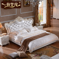 欧式床双人床法式床雕花田园公主床太子床实木橡木床奢华真皮婚床