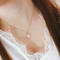 ◆BigBunny◆韩国直送小清新甜美可爱粉色樱花珍珠项链锁骨链