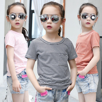 女童2016新款夏装中大童韩版休闲短款圆领卡通T恤7短袖8上衣3-4岁