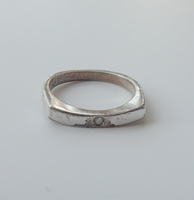 欧美西洋古董首饰80年代美国产925纯银镶嵌白色小水钻复古戒指
