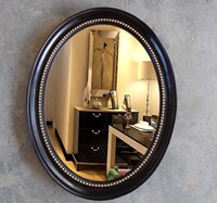 直销黑色欧式美式椭圆形壁挂镜卫浴镜浴室镜梳妆镜化妆镜子装饰镜