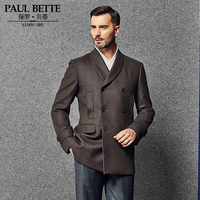 【8天预售】PAUL BETTE（保罗贝蒂）军绿色短款商务男士大衣