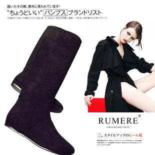 2016日本FIN同款一脚蹬舒适柔软毛毛里内增高雪地靴中长款女长靴