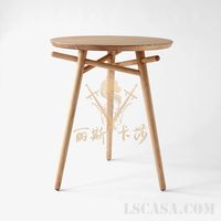 原创设计北欧简约橡木实木咖啡桌吧台 小户型高脚桌 圆餐台洽谈桌