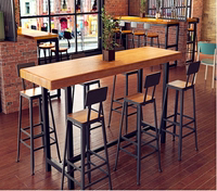 美式复古铁艺靠墙吧桌长条桌吧台桌椅高脚桌家用吧台北欧小吧台