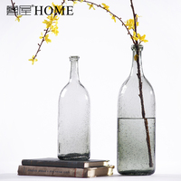 热卖北欧简约烟灰色玻璃花瓶创意家居软装客厅装饰品水培插花器
