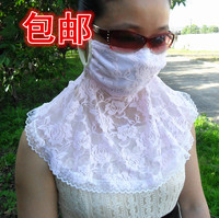 亏本包邮韩版夏季防紫外线防晒超大护颈口面罩超薄蕾丝透气防尘女