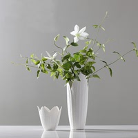 白色陶瓷花瓶摆件现代简约时尚家居软装饰品客厅样板间插花瓶摆设