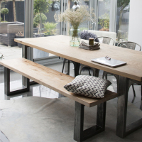 美式铁艺定制loft实木会议桌长桌洽谈桌休闲做旧长条桌复古办公桌