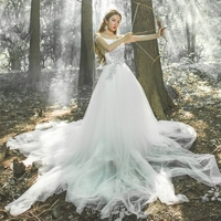 影楼主题服装新款长拖尾婚纱摄影礼服高端唯美森林系外景拍照写真