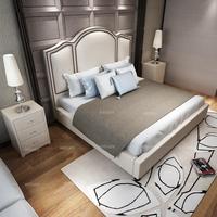 北欧现代布艺床美式简欧婚床美式床1.5米1.8米棉麻箱体储物双人床