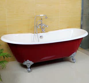 简派卫浴正品进口釉铸铁浴缸1.7独立铸铁贵妃浴缸1.8米大搪瓷浴缸