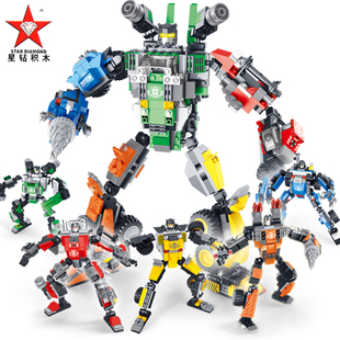 星钻积木正版 积变战士3拼装机器人5男孩7女6-8-10岁生日礼物玩具