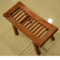 红木家具 非洲花梨小板凳 阅梨式实木条格面小矮凳子 弧形小方凳