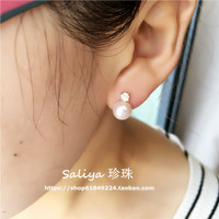 【Saliya】DIY配件925纯银珍珠耳钉王妃款单钻款简约耳钉空托