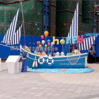 专业定制商业广场道具木船 帆船 海盗船 户外欧式景观装饰木船