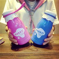 杯子女学生韩版便携水杯塑料学生韩国创意潮流清新可爱卡通学院风