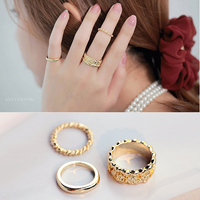 韩国饰品时尚珍珠气质百搭水钻关节多件套三件套戒指指环女士