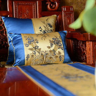 新中式红木沙发抱枕靠垫欧式床头软包大花腰枕汽车靠枕套含芯包邮