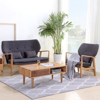 木轮北欧简约实木沙发单人麻布艺沙发小户型简易双人位白橡木客厅