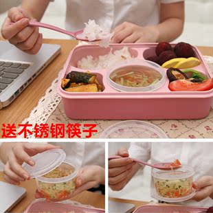 带盖分格保温饭盒便当盒微波炉食堂格子学生长方形日式快餐盒成人
