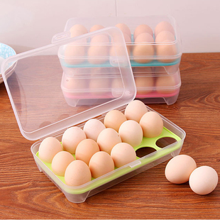 沃之沃15只装鸡蛋收纳盒冰箱用蛋蛋保鲜盒加厚塑料放鸭蛋收纳盒子