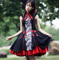 lolita中国风 青龙白虎连衣裙 蕾丝古典洋装 漫展服 cosplay服