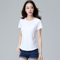 2016夏装新款女上衣t恤韩版修身打底衫半袖白色纯棉宽松短袖体恤
