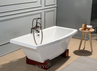 正品简派卫浴YSYG独立式1.7米复古铸铁搪瓷大浴缸带防水橡木支脚