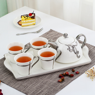 欧式骨瓷咖啡杯具家用创意陶瓷水杯简约下午花茶茶具整套装带托盘