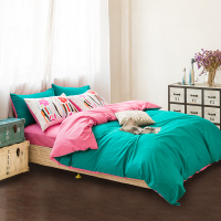 四件套全棉 简约纯色拼色床单被套床上用品4件套2.0m1.8m1.5m床品