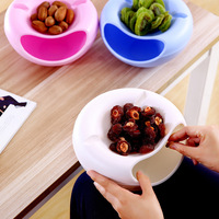塑料懒人果盘嗑瓜子神器可拆双层糖果盘圆形水果盒收纳盒
