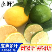 全野包邮新鲜水果组合套装海南青柠檬+四川安岳黄柠檬各1斤免运费