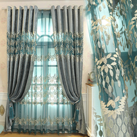 定制高档欧式雪尼尔浮雕绣花窗帘布客厅卧室遮光韩式成品窗帘窗纱