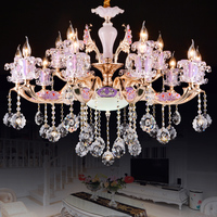 锌合金吊灯欧式紫色水晶吊灯卧室客厅餐厅玻璃地中海田园奢华吊灯