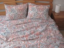 橘色欧式花纹纯棉四件套埃及棉贡缎被套床单枕套1.8/1.5床上用品