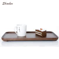 韩式西式黑胡桃托盘长方形蛋糕咖啡创意托盘茶盘餐盘实木整木拼木