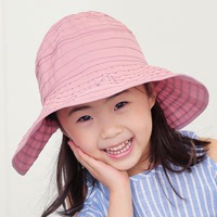 儿童帽子沙滩遮阳帽夏天防晒太阳帽女童夏季盆帽空顶大檐帽出游帽