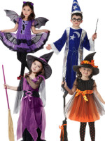儿童万圣节表演服装女童巫婆cosplay派对男童哈利波特演出服蝙蝠