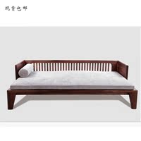 黑胡桃木U型沙发宜家实木中式禅意罗汉床高档组合沙发可定制做