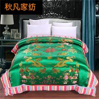 杭州丝绸被套 红绿被不含芯 百子龙凤被套 结婚床上用品2米贡缎