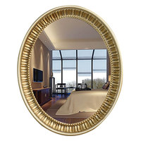 欧式简约复古金色浴室镜壁挂装饰镜椭圆卫浴镜卫生间镜子梳妆镜