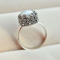 印度尼泊尔巴厘岛珍珠母贝925手工纯银饰 戒指10-14号