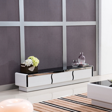 房夏家具现代简约小户型客厅钢化玻璃黑白色储物电视柜茶几组合