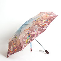 ELEGANZZA植物花卉极乐鸟图案女式自动雨伞欧美时尚折叠伞