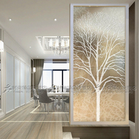 艺术玻璃现代简约树 屏风隔断 钢化玻璃门推拉门 深刻玄关 幸福树
