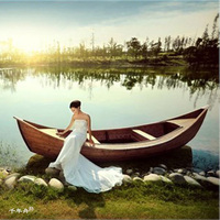 婚纱摄影两头尖木船 欧式手划船 景观装饰船 道具木船 仿古模型船